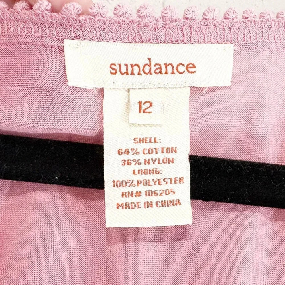 Sundance Pink Lace Sleeveless Boho Feminine Midi Dress Women's Size 12 - Picture 7 of 8